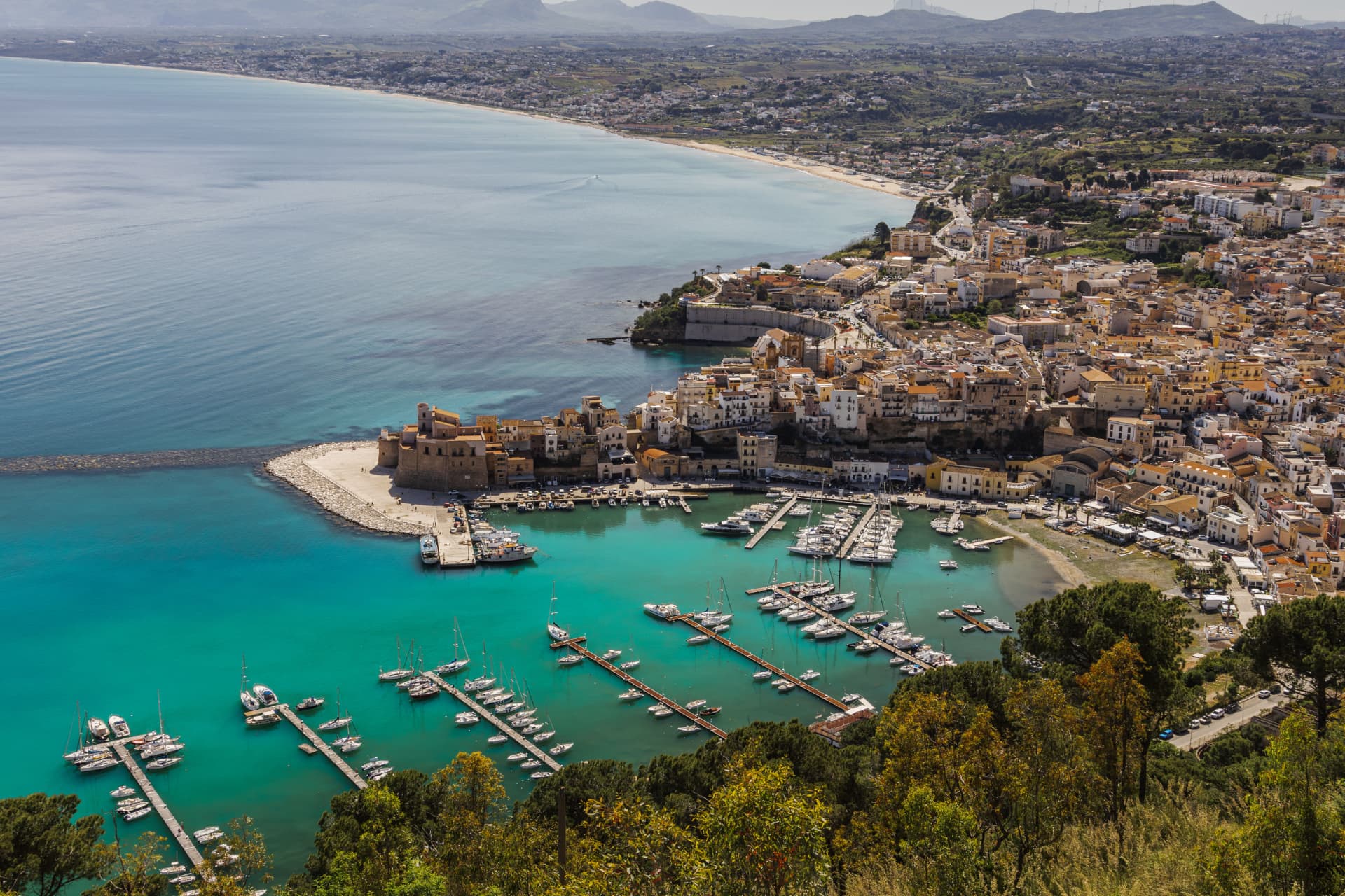 Wedding in Sicily — aerial view of the Sicilian coast